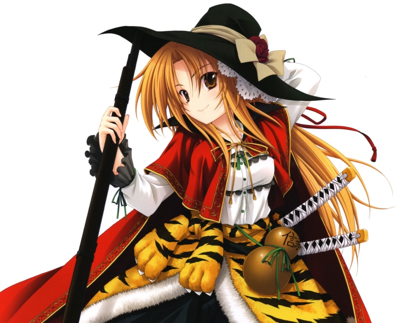 bishojo, japanese, anime, tora, tiger, 4K, hat, Oda Nobunaga, rifle, girl, samurai, weapon, gun, The Ambition of Oda Nobuna, Room No Yabou Nob