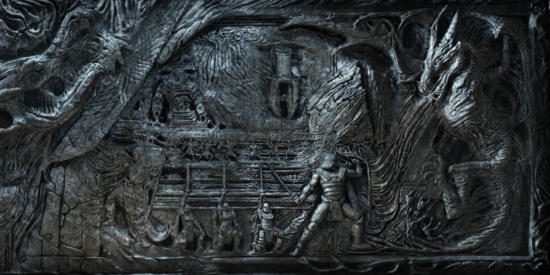 cultures, pattern, tree, the elder scrolls, no people, the past, wall, carving, dragonborn, black, bas, art, nature, building, art and craft, fantasy, ancient