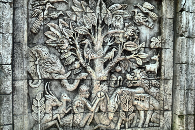 full frame, wall, animals, built structure, creativity, art and craft, day, the past, stone, concrete, building, sculpture, pattern, representation, temple