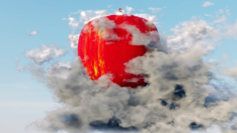 3D graphics, Blender, clouds, 1080P, abstract, procedural generation, red apple, 3D Abstract
