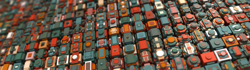 wall - building feature, abstract, in a row, boundary, multi colored, close-up, technology, 4K, Procedural Generation, red, architecture, built structure