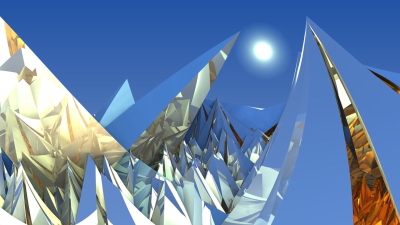 CGI, Reflection, Mandelbulb 3D, Digital Art, 1080P, Abstract, Blue, 3D, Spikes, Fractal, White, Geometry, Artistic