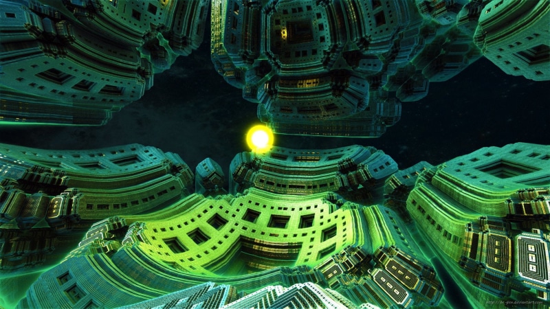 Black, Fractal, 1080P, CGI, Digital Art, Abstract, Dark, Green, Artistic, 3D, Geometry, Mandelbulb 3D