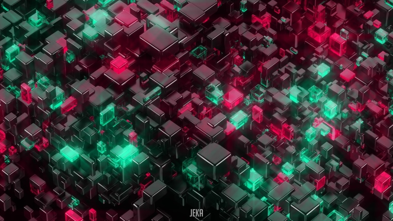close-up, illuminated, black, multi colored, 4K, shape, full frame, cube, green color, indoors, design, backgrounds, technology, repetition, variation