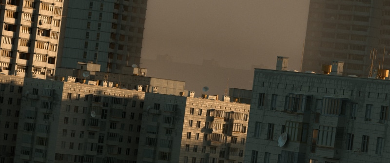 Cinema4D, town, 2K, depressing, 3D, Soviet Union, render, city, building