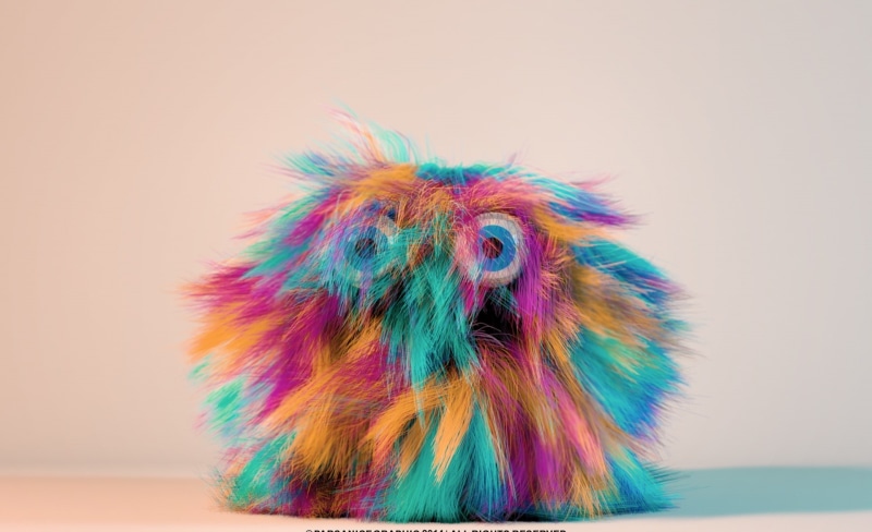 portrait, hairy guy, mammal, Artistic/3D, c4d, guy, toy, 1080P, wig, creativity, monster, multicolored, hair, studio shot, purple, cinema4d, hairstyle