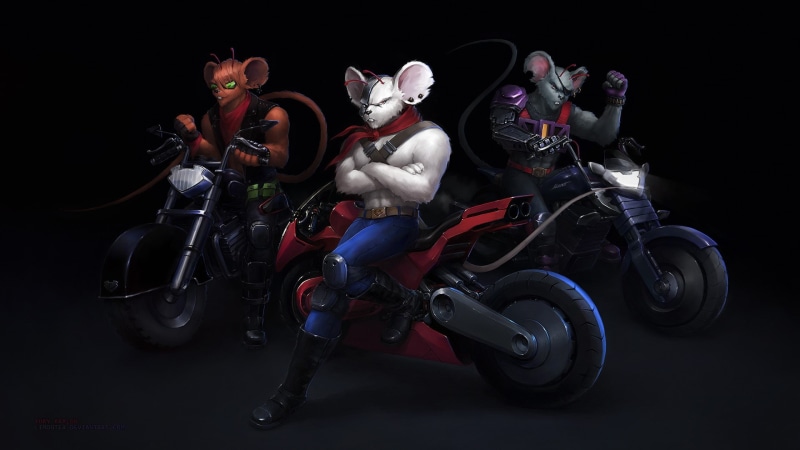 Helix, Fan Art, Art, Motorcycles, by Yury Krylou, Vinnie, 1080P, Bike, Biker Mice from Mars, Game Art, Modo, The throttle, Yury Krylou, Figure, Fiction