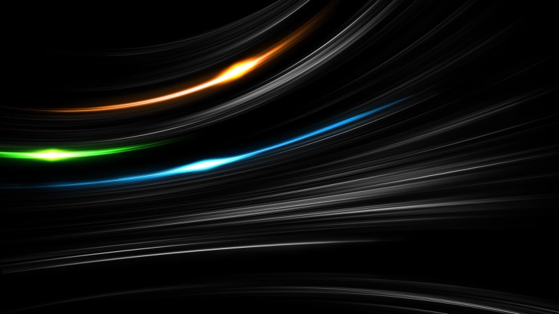 abstract, blue, wavy lines, selective coloring, beam, minimalism, black background, green, shapes, glowing, orange, digital art, lines, 1080P