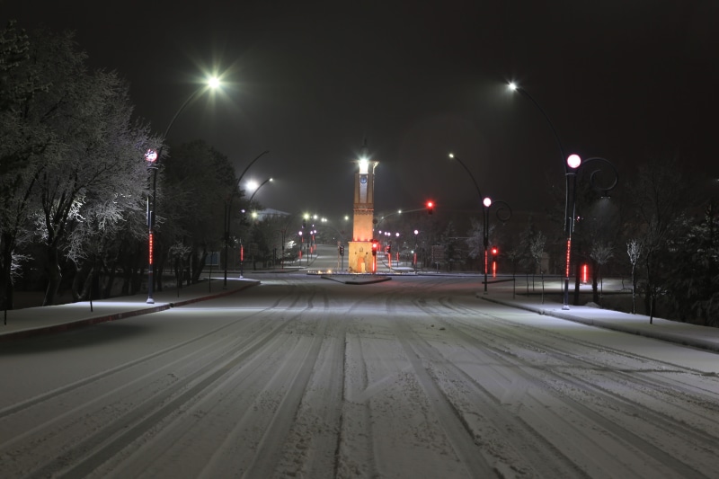 the way forward, outdoors, clock tower, architecture, transportation, light trail, tower, night shooting, street light, motion, lighting equipment, cumhuriyet university