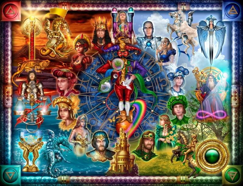 craft, architecture, representation, Zodiac, colorful, full frame, creativity, mural, female likeness, spirituality, male likeness, religion, art and craft
