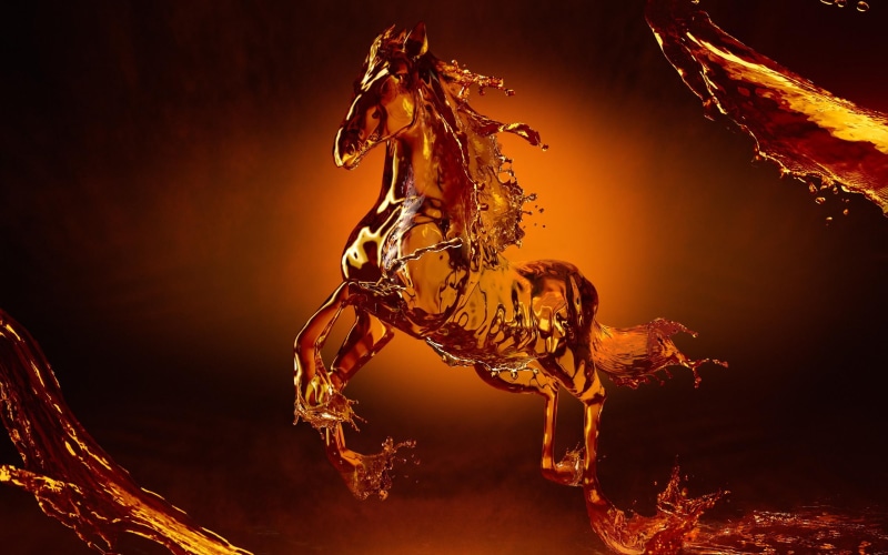 beautiful, 3d and abstract, abstract, fantasy, lovely, fantasy horse, 2K, water, horses, horse, beauty