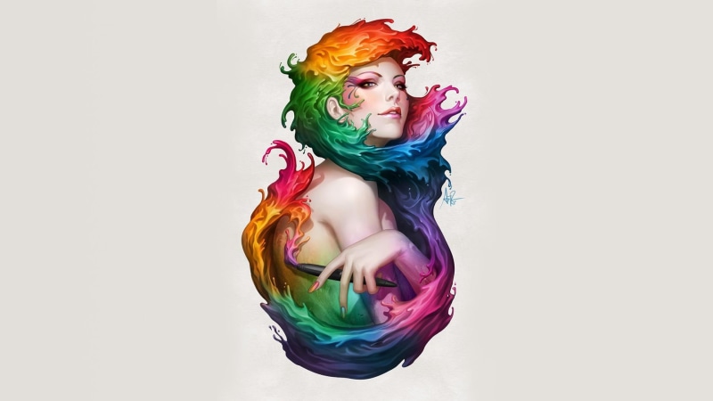 colorful, 3d and abstract, paint, 1080P, fantasy