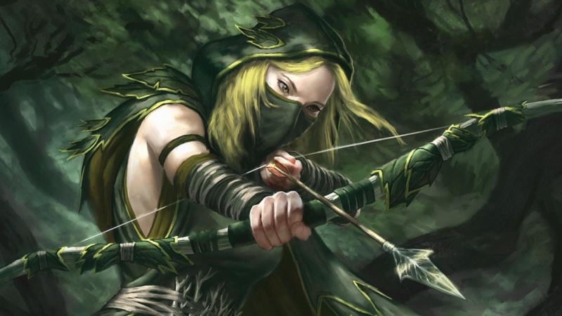 weapon, archer, fantasy, 3d and abstract, arrow, artwork, 1080P, painting, woods, forest, warrior, girl