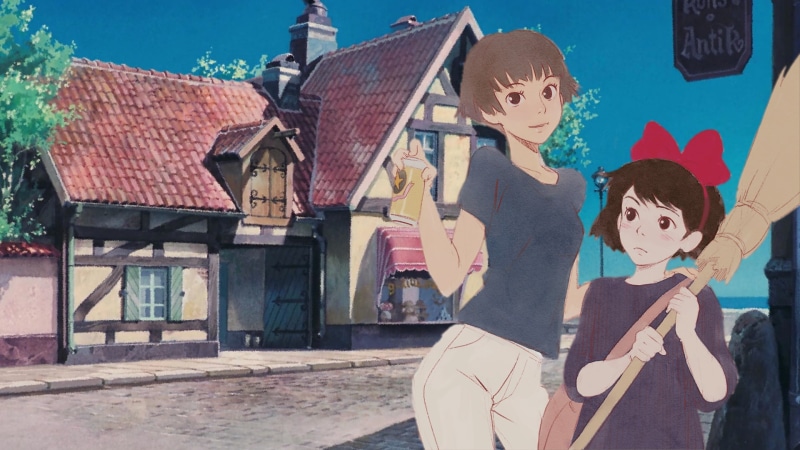 witch, building exterior, broom, human representation, women, anime girls, original characters, representation, architecture, toy, child, sunlight, nature