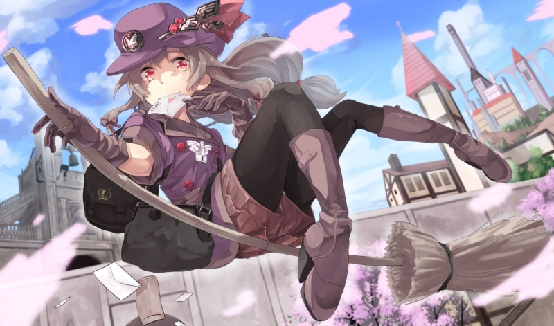 anime, hat, broom, original, 1080P, original characters, 2000x1179, girls, anime girls, characters, mail