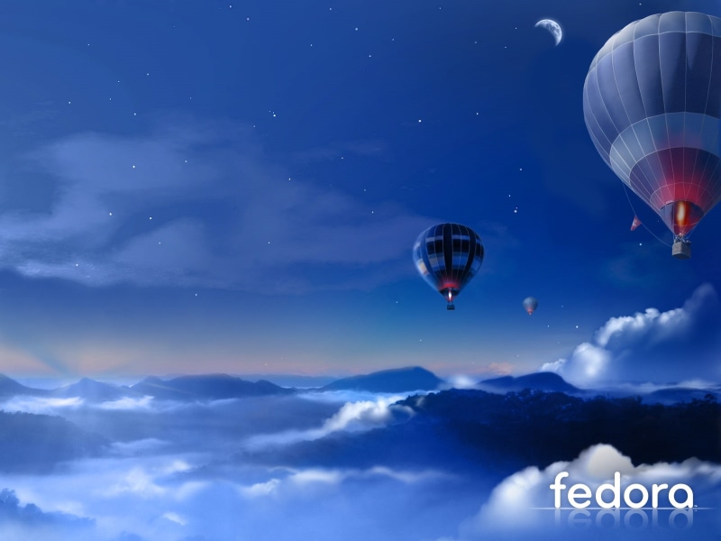 linux, hot, art, 720P, air, x, balloons, technology, hd, fedora, night