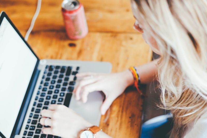 woman, blond, typing, desktop computer, females, startup, web, wireless technology, organization, table, blond hair, lifestyles, marketing, business woman