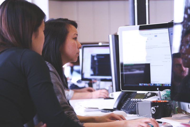 adult, wireless technology, businesswoman, working, young, girls, startup, using laptop, display, work, teamwork, electronic, modern, using, computer, web