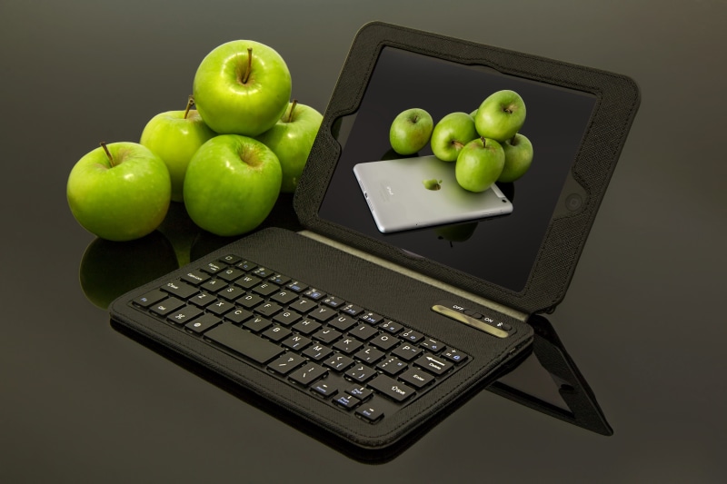 freshness, compute, apple ipad, web, food, healthy eating, wireless, apple - fruit, green, mobility, snack, technology, business, apples, 5K, computer