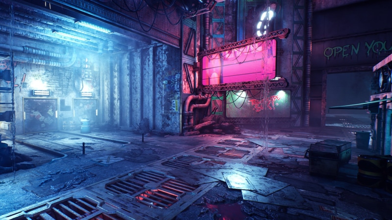 Ghostrunner, neon, screen shot, cyberpunk, neon lights, video games, 1080P, science fiction