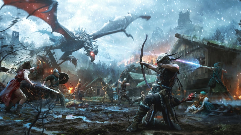 5K, 4K, 5K, poster, The Elder Scrolls V, Skyrim VR