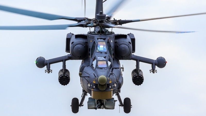 outdoors, flying, day, armed forces, black, carrier, motion, air vehicle, helicopter, above, mid-air, nature, seat, 1080P, Mi-28, directly below, Mil Mi-28