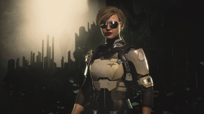 Cassie Cage, red lipstick, Commander, blue eyes, 4K, Mortal Kombat