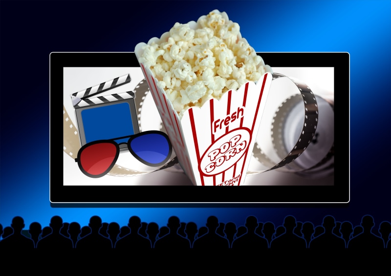 movie theater, box, technology, voltage, arts culture and entertainment, no people, cinema, presentation, food, stripes, projection screen, communication