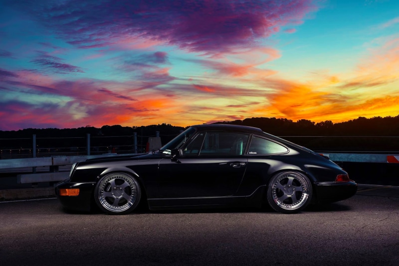 911, Classic, Side, Black, Sunset, Porsche, Carrera, coupe, 1080P