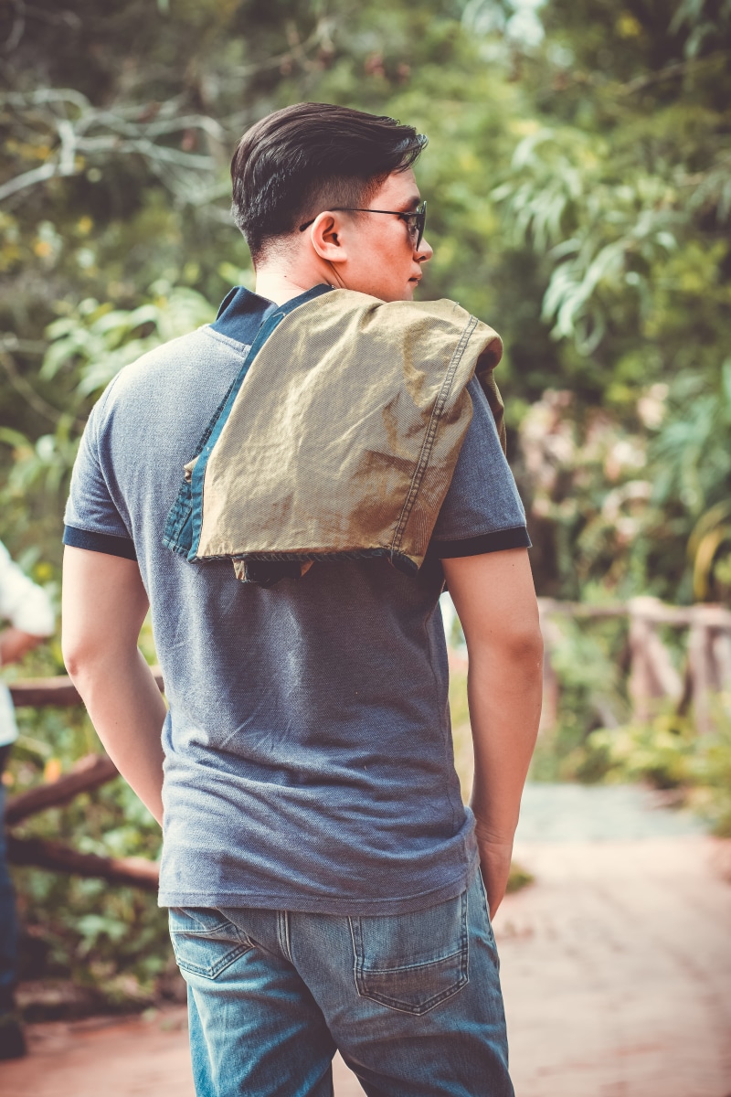males, sunglasses, photoshoot, hair, jeans, human, youth, park, focus on foreground, posing, jacket, three quarter length, person, gray, daylight, childhood