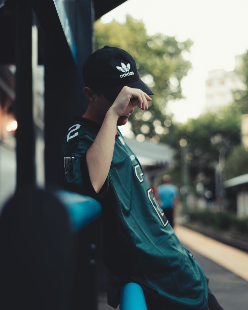 adidas, urban, road, jersey, male model, focus on foreground, green, young adult, three quarter length, t, youth, pose, model, outfit, man, cap, guy, young man