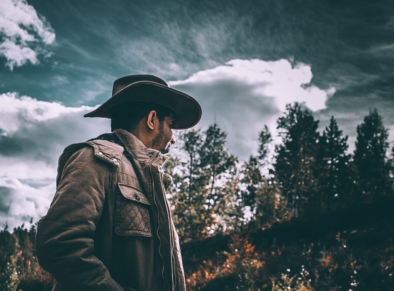 one Person, portrait, sunset, lid, gloomy, nature, forest, beard, adult, clothing, one Man Only, fall, dark, 1080P, recreation, real people, outdoors