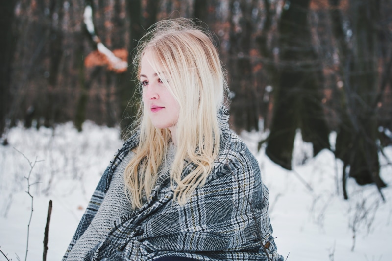 weather, looking, women, leisure activity, wear, blurred background, ice, plaid, young, outdoors, woman, land, fashion, young adult, beauty, close-up, photoshoot
