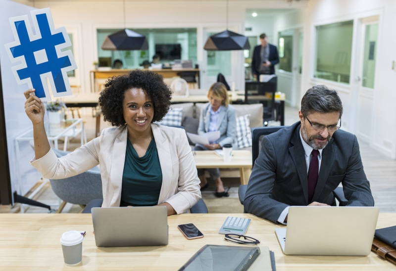 white, internet, hashtag, 4K, computer, workplace, women, multicultural, online, desk, worker, men, afro, international, connection, community, office