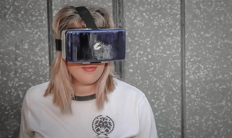 childhood, virtual reality glasses, headshot, virtual, females, smiling, happiness, headset, hairstyle, hair, portrait, close-up, standing, fun, indoors