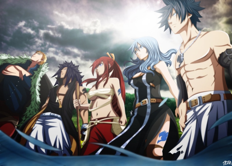 Laxus Dreyar, Gray Fullbuster, Juvia Lockser, Erza Scarlet, Gajeel Redfox, 1080P, Fairy Tail, Anime
