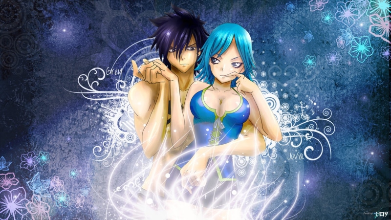 beautiful woman, young women, togetherness, friendship, anime, clothing, beauty, smiling, happiness, two people, studio shot, Lockser Juvia, Fairy Tail
