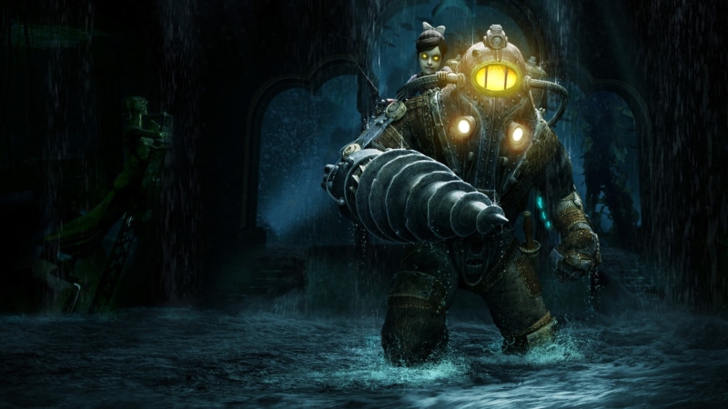 Little Sister, Big Daddy, Rapture, sea, 1080P, BioShock 2, BioShock, video games