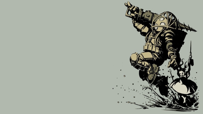 Big Daddy, human representation, astronaut, close-up, tool, studio shot, architecture, sky, carrying, nature, video games, BioShock, representation, copy space