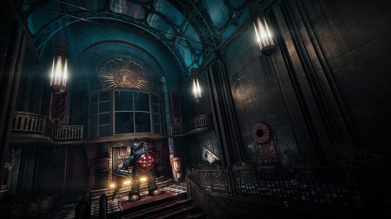 house, spirituality, dark, arch, place of worship, travel destinations, Rapture, building, built structure, brown, lighting equipment, no people, BioShock