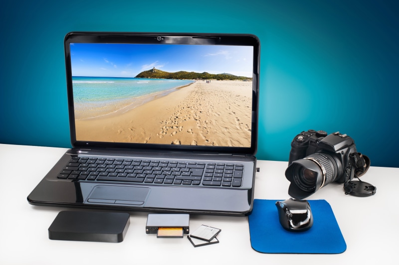wireless technology, computer, landscape, digital, sea, card, business, device screen, the camera, external, black, bokeh, computer monitor