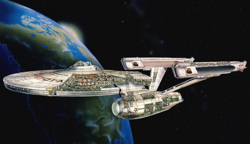 spaceship, Starship, Schematic, 720P, Star Trek, illustration