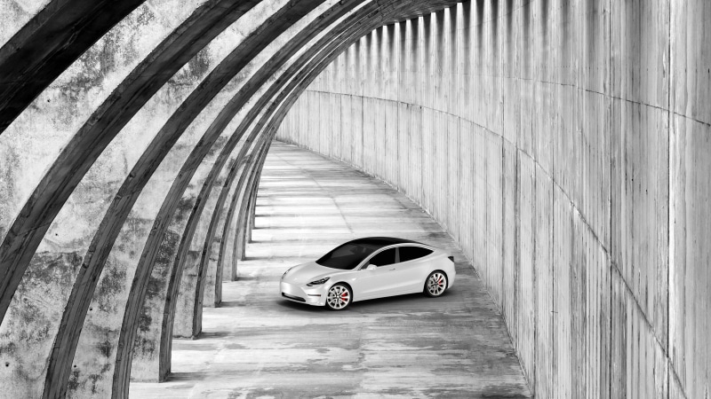 Tesla, Tesla Model 3, monochrome, Model 3, vred, 3D visualization, 4K, car