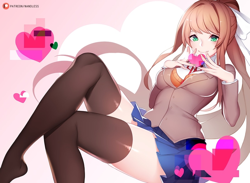 Monika (Doki Doki Literature Club), Doki Doki Literature Club, anime girls, 1080P, visual novel