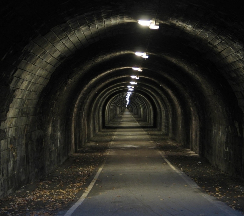 the way forward, architecture, diminishing perspective, direction, tunnel, lighting equipment, long, absence, no people, illuminated, night, road, footpath
