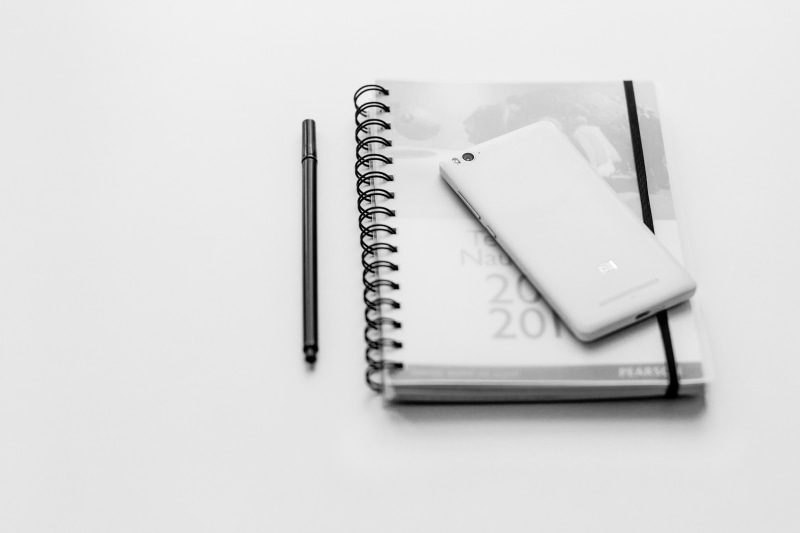 phone, close-up, office supply, publication, technology, electronic, smartphone, copy space, android, 5K, office, diary, high angle view, blank, pen, no people