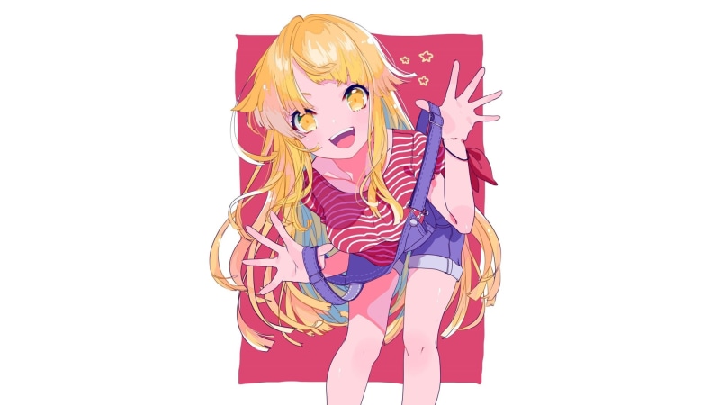 minimalism, anime, anime girls, simple background, white background, manga, 1080P, long hair, blonde, overalls