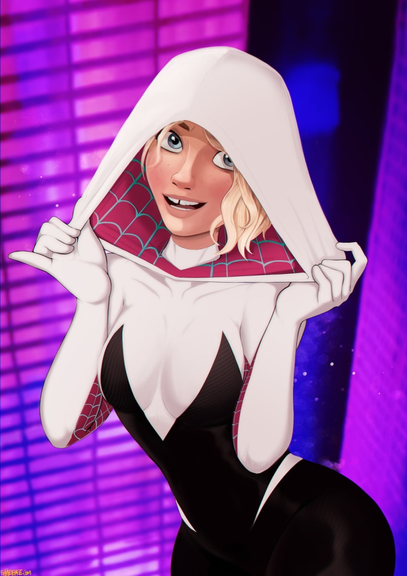 digital art, 720P, drawing, Spider-Man, shädbase, Spider-Man: Into the Spider-Verse, Gwen Stacy