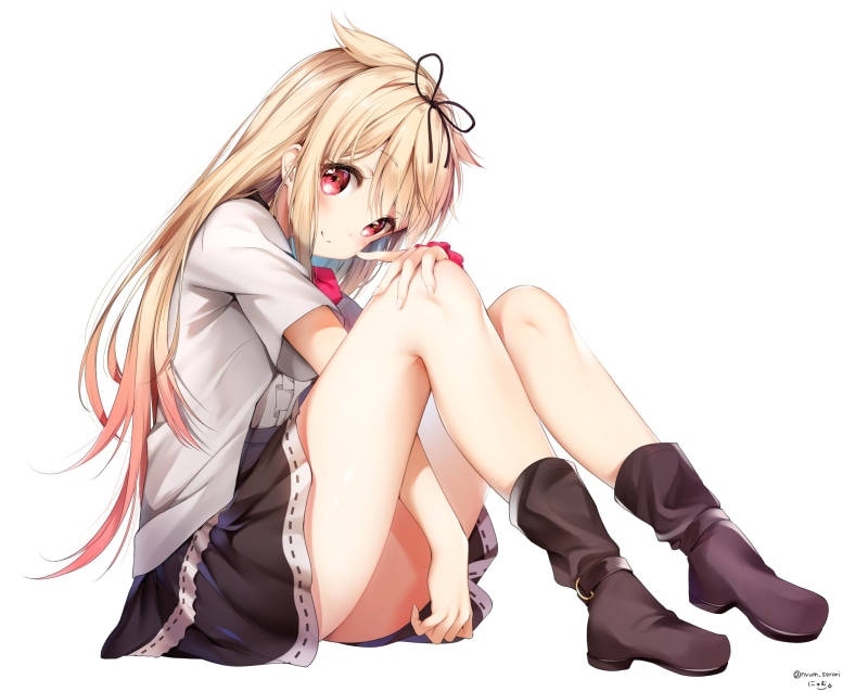 Kantai Collection, 1080P, Yuudachi (KanColle), white background, blonde