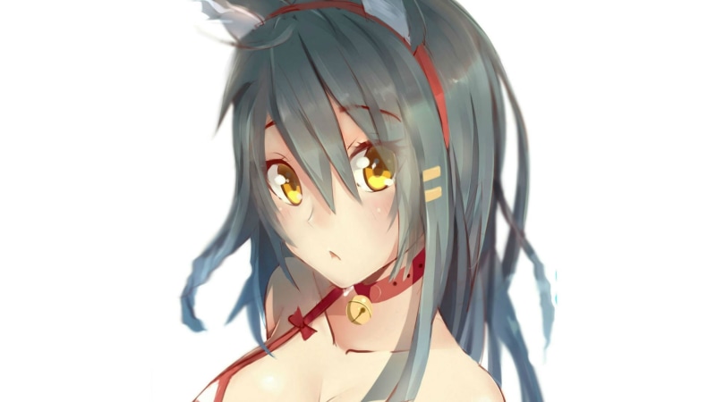 no people, character, creativity, cut out, anime, sculpture, craft, anime girls, Haruna (KanColle), blushing, grey hair, animal ears, white background